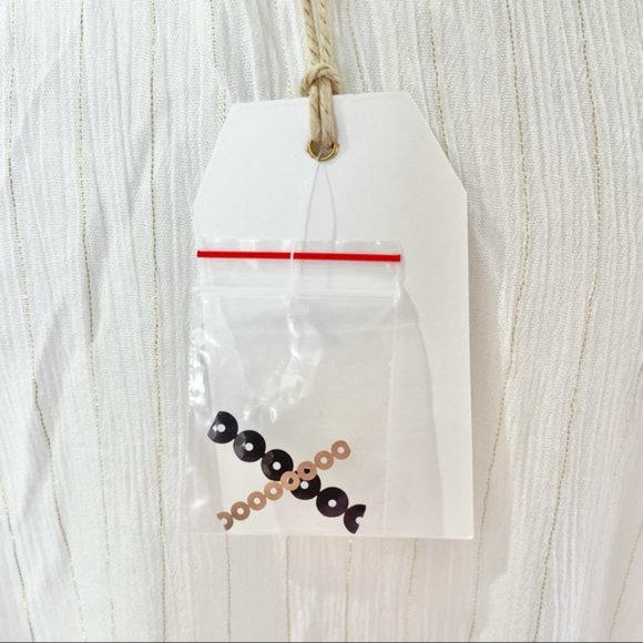 New Free The Roses Sequin Striped Tassel Tie Peasant Top Ivory Black Gold Medium - Picture 14 of 16